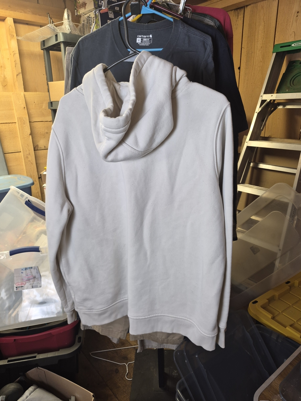 Carhartt Men's Light Gray Logo Hoodie Bin 50 - Picture 3 of 5